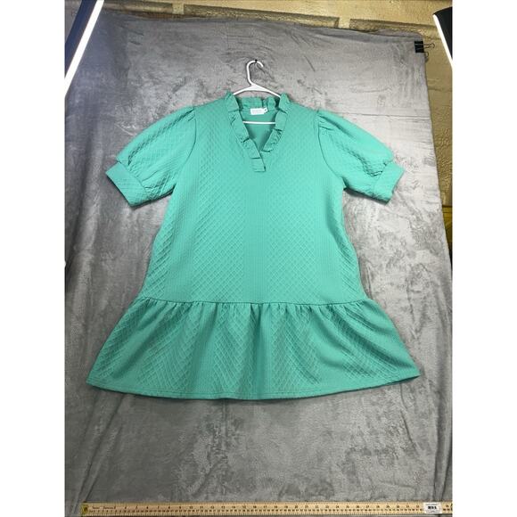 Mint Green Textured Ruffled Neck Frolic Puffy Sleeves with pockets 2XL - Picture 3 of 10